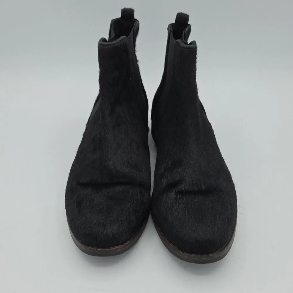 Maruti Black Calf Hair Chelsea Boots US Sz 8.5 EU Size 40 Block Heel EUC